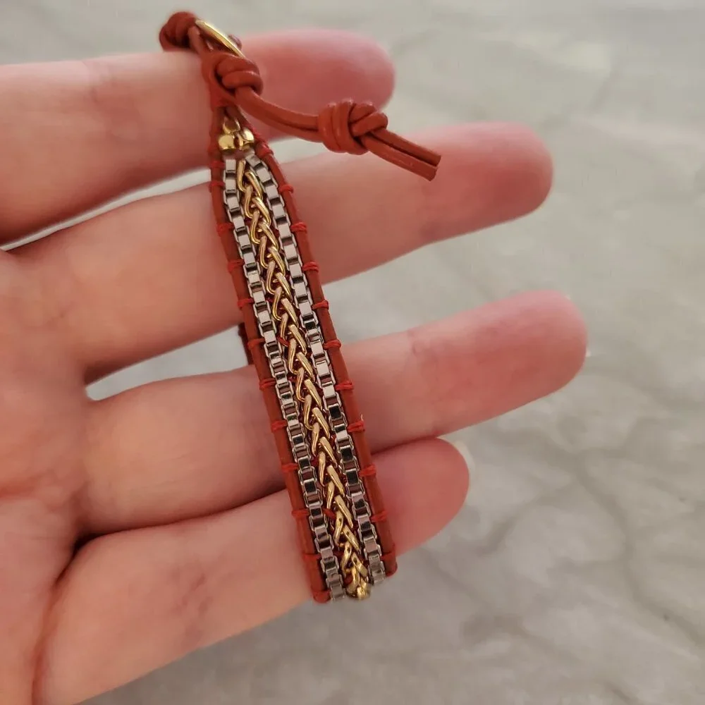 💖 Stella and Dot Braided Chain Button Toggle Box Chain Foundation Bracelet 💖 - Picture 5 of 8